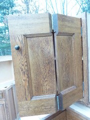 PRETTY custom made OAK kitchen corner CABINET salvaged quartersawn OAK board 34″