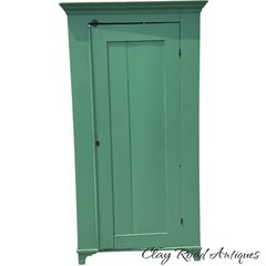 antique primitive cupboard cabinet jelly wardrobe folk art green paint