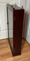 Chinese Carved Rosewood Mother of Pearl Wall Curio Display Cabinet w/Mirror Back