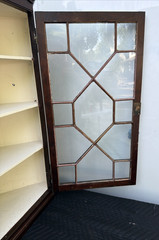 Antique Cherry Chippendale Hanging Corner CABINET Cupboard Thirteen Panes 47”