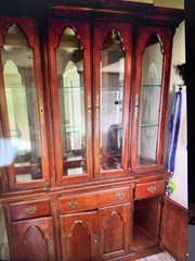 VTG Broyhill Heirloom Hutch Cherry Wood Buffet Storage Cabinet Brass Hardware 80