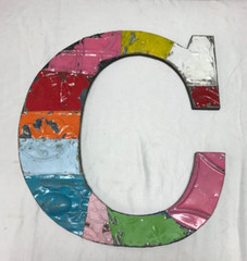 Decorative Salvaged Tin Ceiling 17″ Patchwork Mix Color Metal Letter C 1595-23B