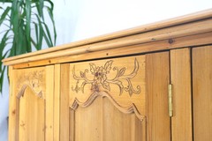 Country French Vintage Wine Rack Two-Piece Pine Step-Back Hutch