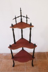 Antique Napoleon III French Corner Shelf 1850 1870 3 Shelves Black Wood