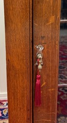 Antique English Corner Cabinet Carved Oak Hanging Wall Cabinet Storage c.1920s