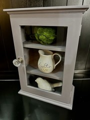 Mason Dixon Gray Farmhouse 3-Shelf Wall Curio Cabinet Glass Door 12×17