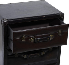 Faux Leather Room Cabinet Vintage Faux Leather Storage Cabinet with Buckles and