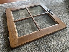 Architectural Salvage Antique Cabinet Door Window Textured Glass Distressed Wood