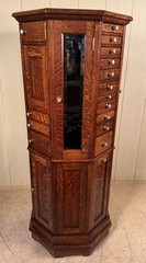 Antique Oak Clark Model “A” Octagon Revolving Dental Cabinet