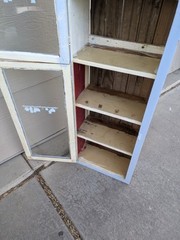 Antique Rustic Primitive Shabby Chic Painted Pie Safe Cabinet Shelf Glass Doors