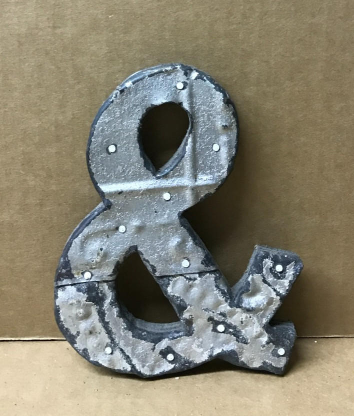 Decorative Salvaged Tin Ceiling 6″ Patchwork Silver & Ampersand Old 216-26B