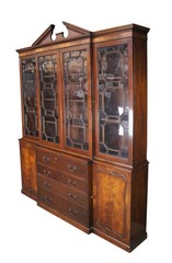 Baker Manor House English George III Mahogany Breakfront China Cabinet Bookcase