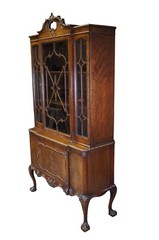 Antique Romweber English Chippendale Georgian Mahogany China Display Cabinet 78″