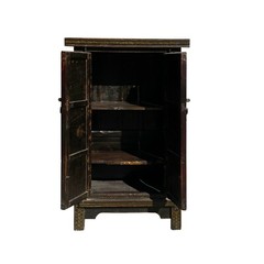 Chinese Vintage Distressed Color Scenery Graphic Dresser Cabinet cs7140