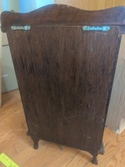 Vintage Bow Front Wall Curio Display Cabinet Bowed Glass Miniature Case 23 x 13