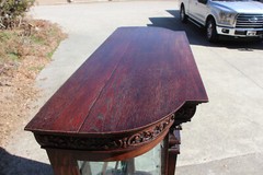 Victorian Heavily Carved Tiger Oak Bow Front China Display Cabinet Horner Flint