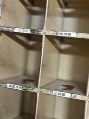 VTG 50’s US Post Office Mail Sorter Cabinet Industrial Metal Wine Rack Display
