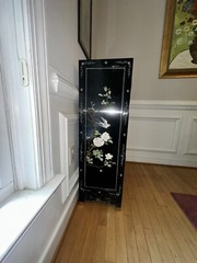 Antique lacquered Box Cabinet Chinoiserie Oriental Collectibles Decor