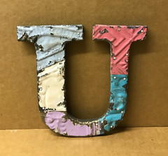 Decorative Salvaged Tin Ceiling 8″ Patchwork Mix Color Letter U Metal 165-26B
