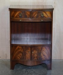 Pair of Shaws London Bow Fronted Side Bookcase Tables + Butlers Serving Trays