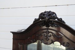 French Early 1900s Tall Heavy Carved China Closet Display Cabinet Cupboard 3538