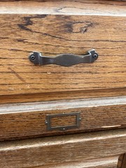 Vintage Tiger Oak File Cabinet Four Drawers One locks Paneled Sides Legal SIze