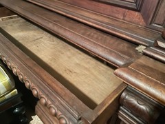 Heavily Carved Walnut Antique Sideboard, Buffet, Cabinet with Curved Sides