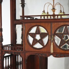 Mahogany Star Pentagram Etagere with Mirrors, Spindles & Eagles C1900