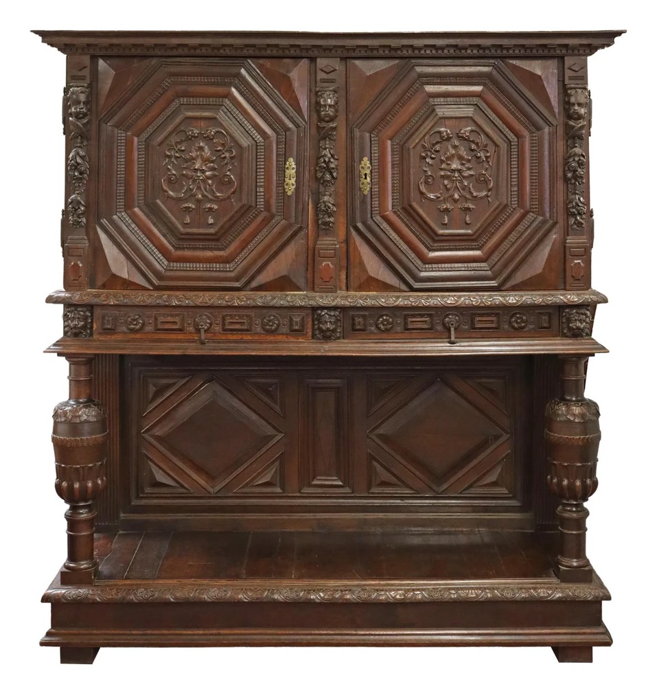 Antique Cupboard, Renaissance Revival, Credence, Carved, Large, 18th / 19th C.!