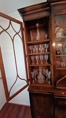 Vintage Georgian Style Mahogany Breakfront China Cabinet w/Hidden Secetary