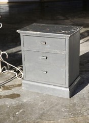Apothecary Cabinet Wood drawer Counter Cast Iron Pulls industrial antique VTG