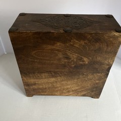 Vtg Hindu Asian 4 Drawer Solid Wood Metal Jewelry Spice Organizer 11.5 x 5.5x 11