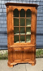 D. R. Dimes tiger maple corner cupboard with very pronounced allover tiger grain