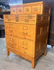 Antique American Quarter-Sawn Oak Stacking Flat File Drawer File Cabinet 1915