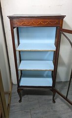 Antique Edwardian Mahogany Glass Display Curio Cabinet Queen Anne Chippendale