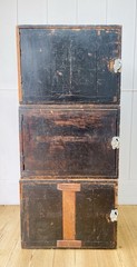 Antique vintage 1930s Wooden Wall Cupboard Factory Industrial Shelf Bathroom