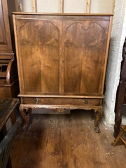 1800s burlwood cupboard/side board. Unrestored beauty. Intricate carving w/key