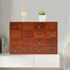 Vintage 16 Drawers Tabletop Library Card Catalog Cabinet Apothecary Storage Box