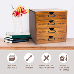 Stackable Apothecary Cabinet 4 Drawer Desk Organizer – Vintage Library Card Cata