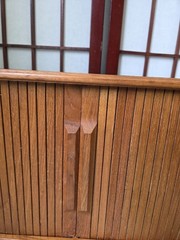 Vintage HTF Mid Century Eppco Enterprises Teak Tambour Door Wall Mount Cabinet