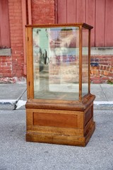 Antique Drug Store Showcase Oak Glass Display Case Trophy Bookcase Cabinet VTG