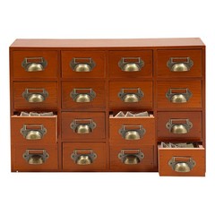 16 Drawers Tabletop Library Card Catalog Cabinet Vintage Apothecary Storage Box