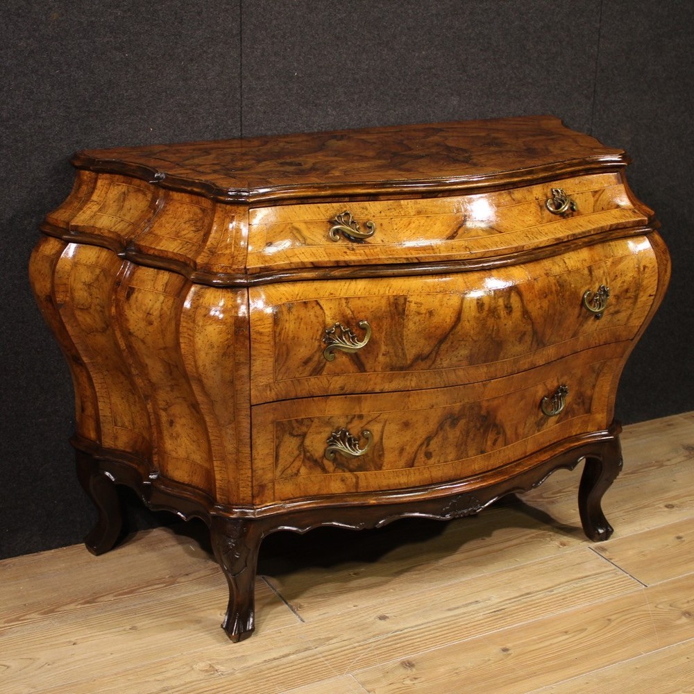 Venetian commode furniture wood 3 drawers antique style dresser 20th century