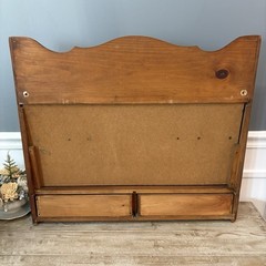 Antique Wood Silverware Wall Storage Cabinet W 2 Drawers Flatware Chest RARE VTG