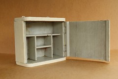 Antique Vintage Wooden Medical Box First Aid Chest Wall Shelf Cupboard 1940’s