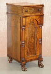 RARE PAIR OF HUGE WILLIAM IV 1830 FLAMED MAHOGANY SIDE CABINETS CAMPAIGN DRAWERS