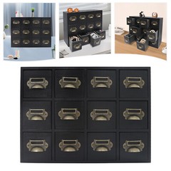 12 Drawers Vintage Tabletop Library Card Catalog Cabinet Storage Box NEW