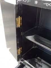 Vintage Chinese Asian Black Lacquer Chinoiserie Cabinet Side Table
