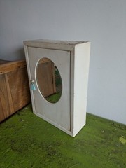 Vintage Art Deco 20s 30s Bathroom metal medical wall cabinet with mirror White