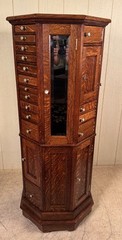 Antique Oak Clark Model “A” Octagon Revolving Dental Cabinet